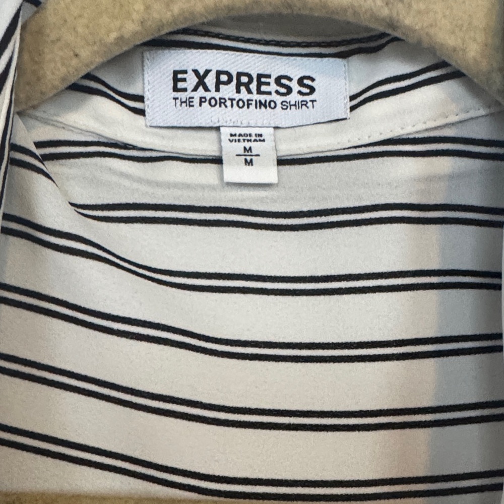 Express White and Black Striped Portofino Shirt - Picture 2 of 7